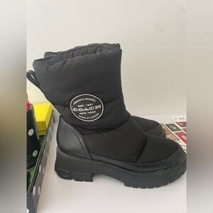 Coach Black Puffer Boots with Logo